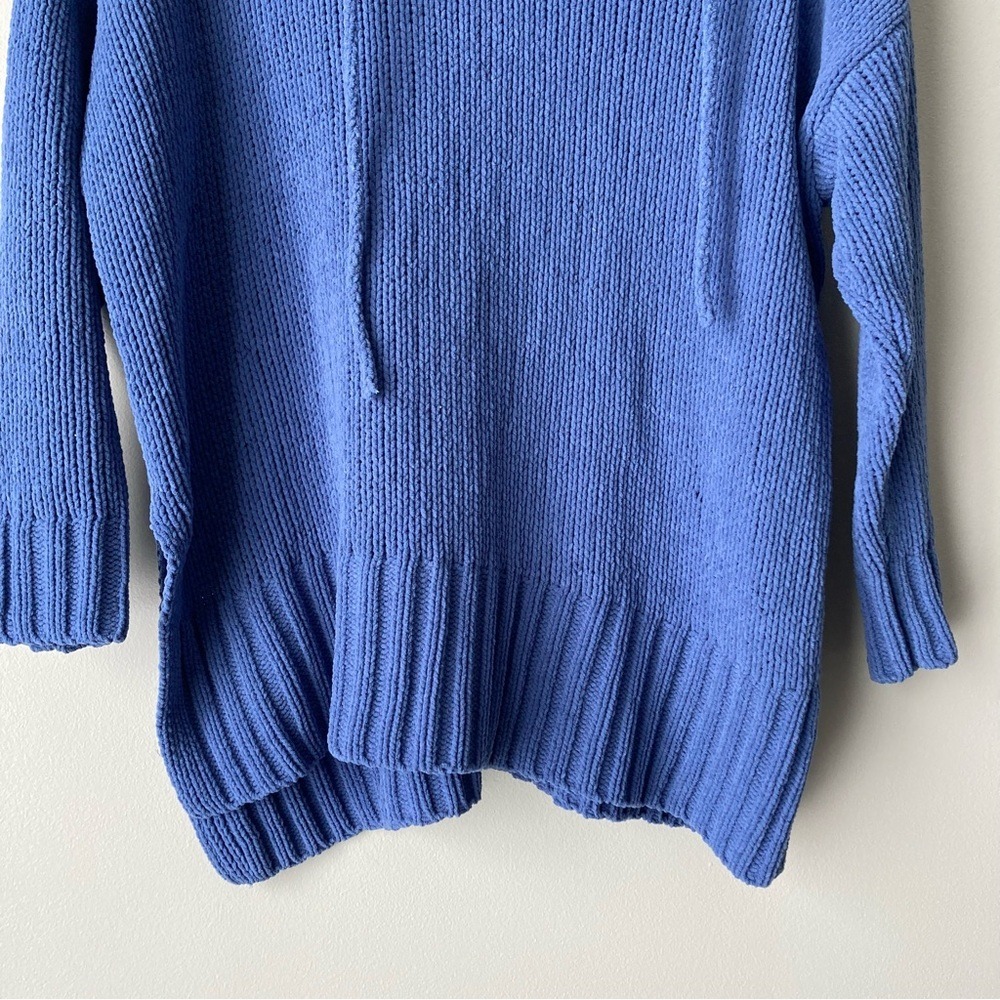 Aerie Chenille Oversized Hoodie Sweater Blue V-Neck Side Slit XS/S - Picture 3 of 12